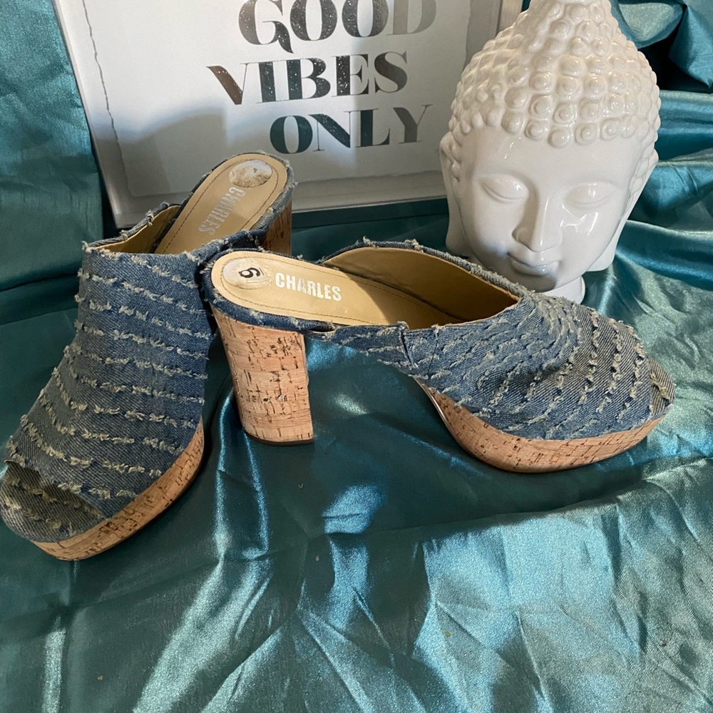 Denim Platform Mules